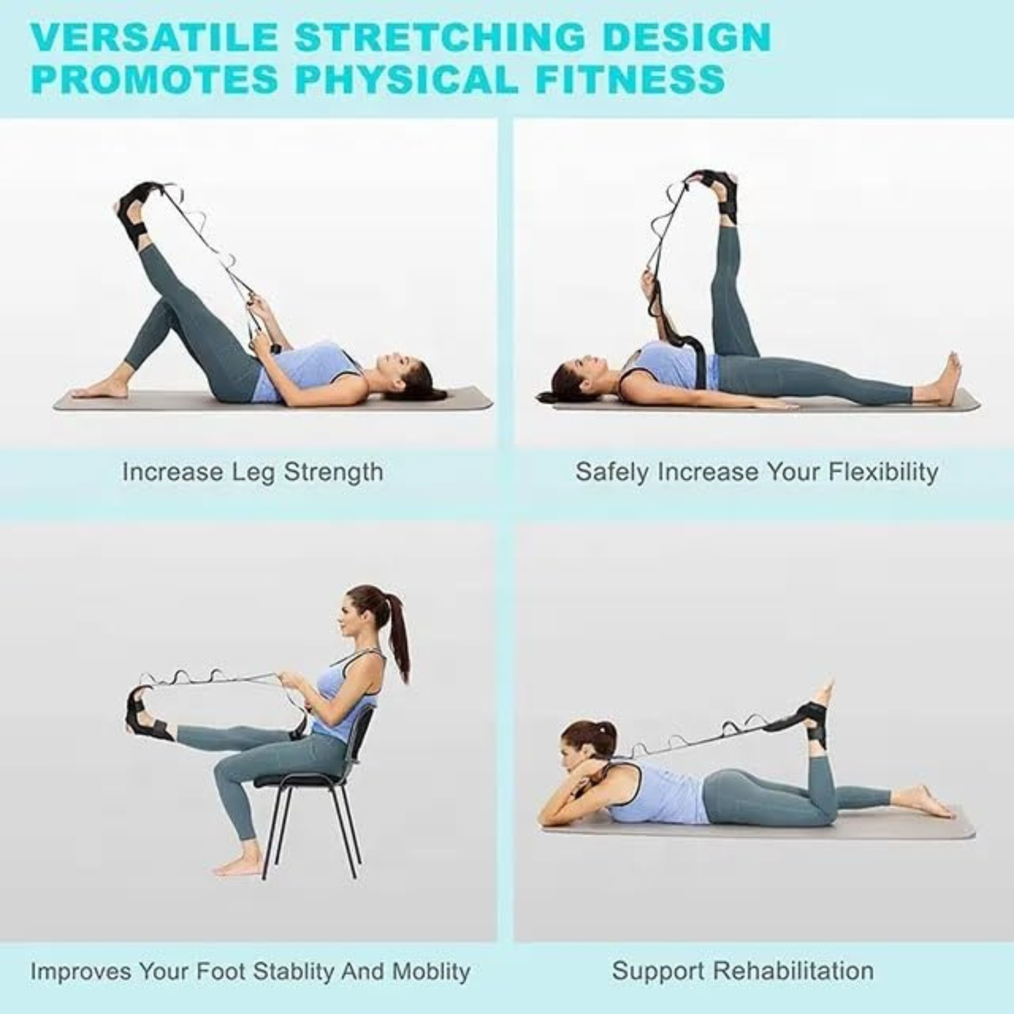 FITLOGAN | Leg Stretching Strap | Multi-Loop Leg Stretching Strap for Yoga, Flexibility & Rehab