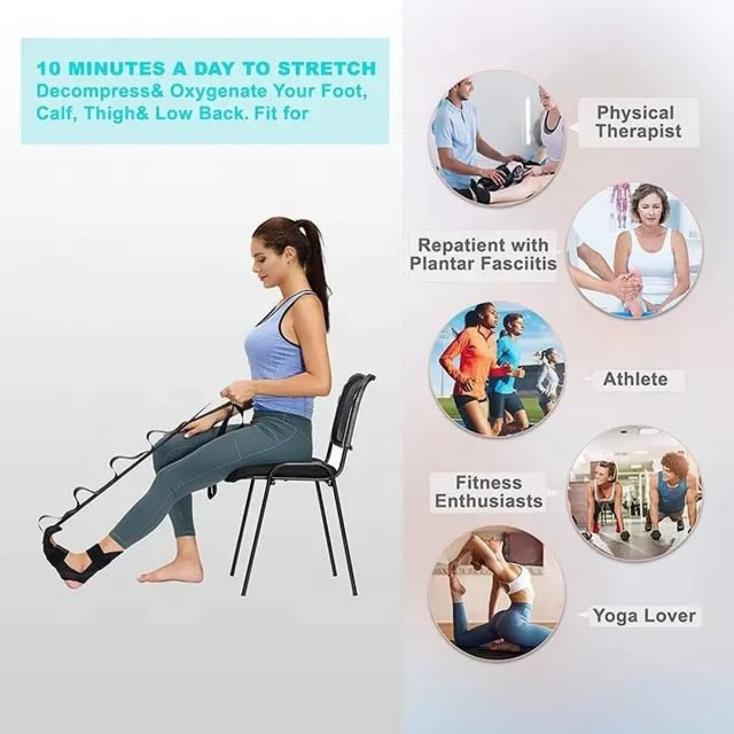 FITLOGAN | Leg Stretching Strap | Multi-Loop Leg Stretching Strap for Yoga, Flexibility & Rehab
