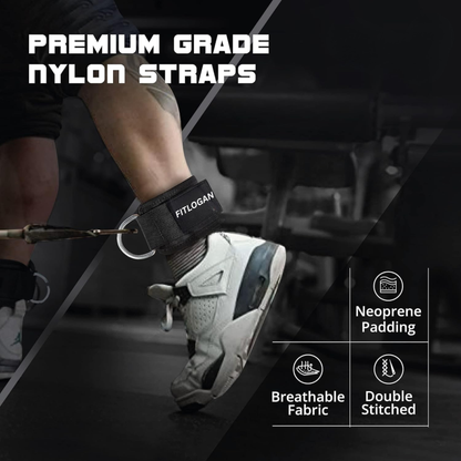 FITLOGAN | Ankle Strap |Premium Padded Ankle Straps for Cable Machines & Glute Workouts
