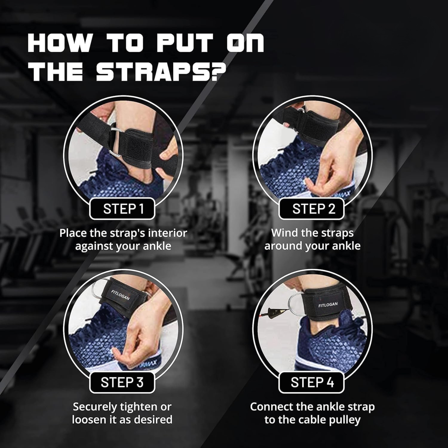 FITLOGAN | Ankle Strap |Premium Padded Ankle Straps for Cable Machines & Glute Workouts
